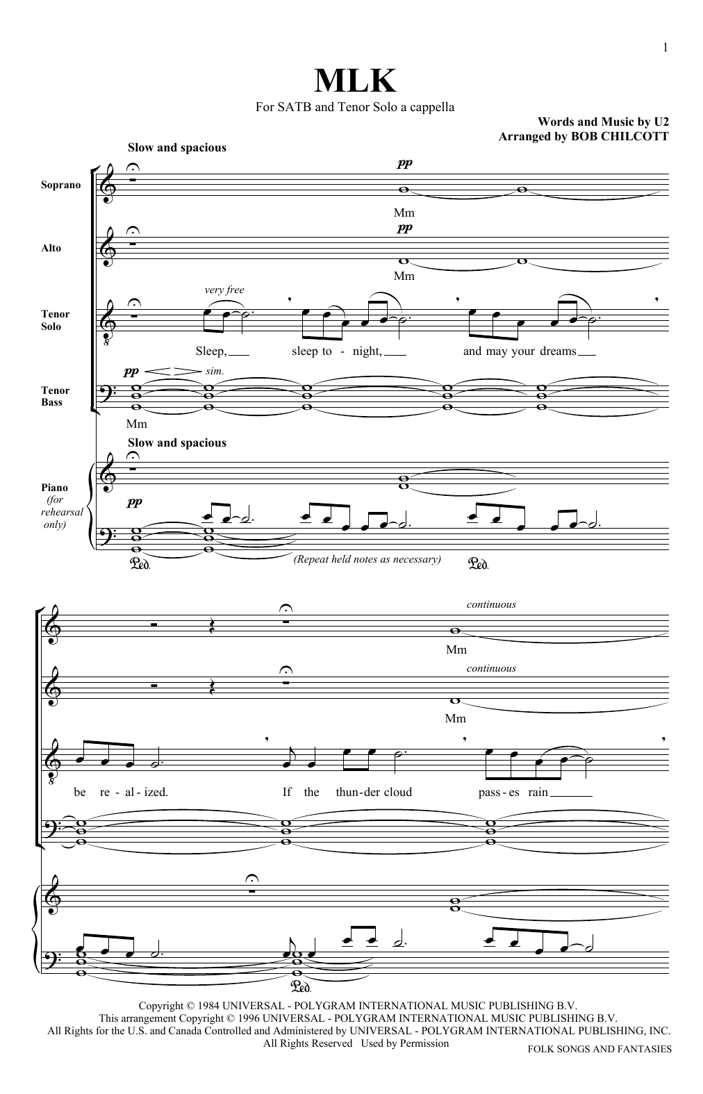 Download The King's Singers MLK Sheet Music and learn how to play SATB PDF digital score in minutes