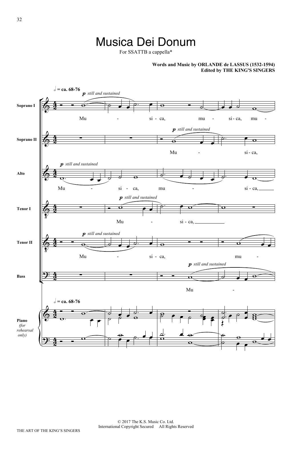 Download Orlande de Lassus Musica Dei Donum Sheet Music and learn how to play SATB PDF digital score in minutes
