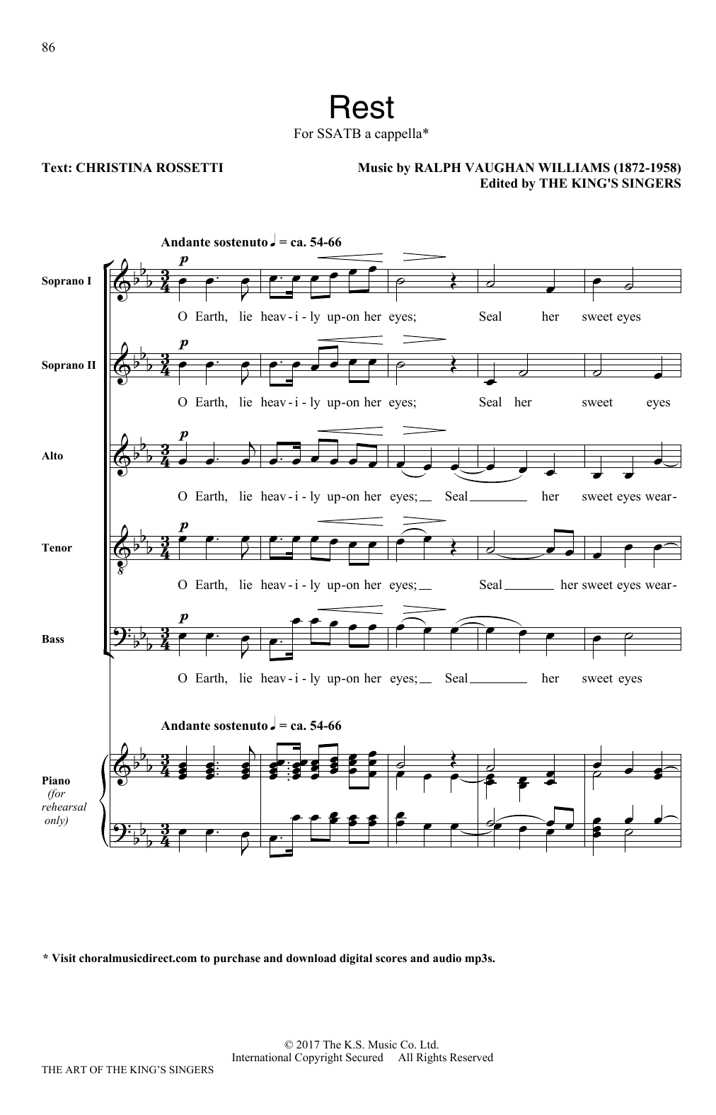 Download Ralph Vaughan Williams Rest Sheet Music and learn how to play SATB PDF digital score in minutes