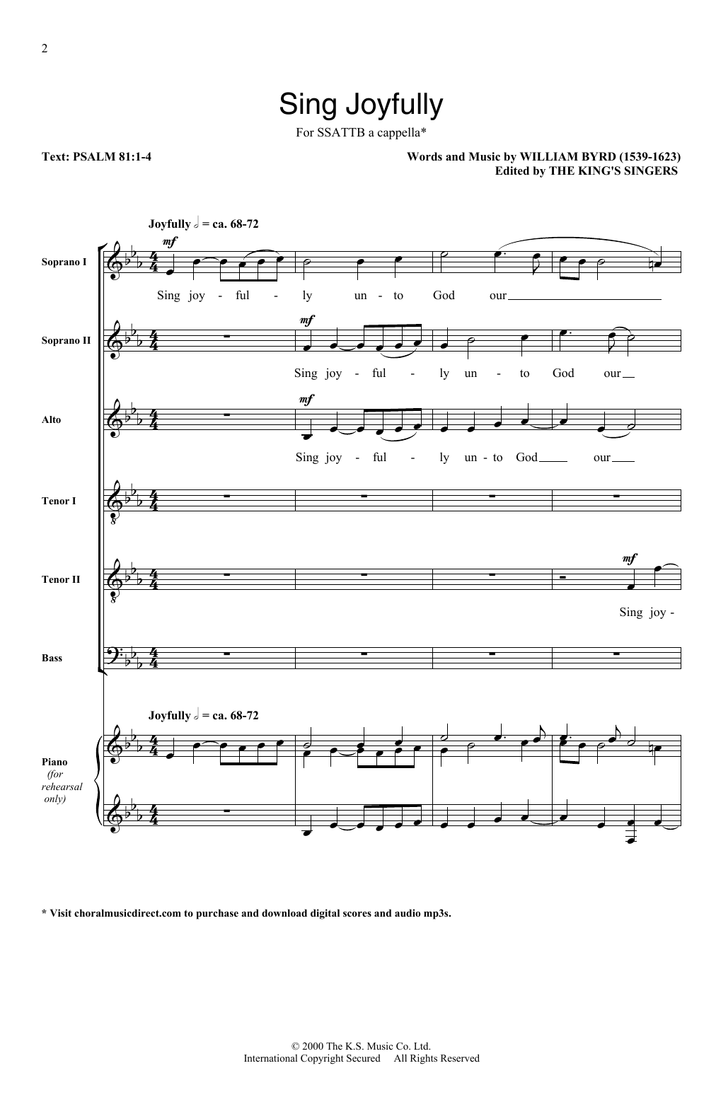 Download William Byrd Sing Joyfully Sheet Music and learn how to play SATB PDF digital score in minutes