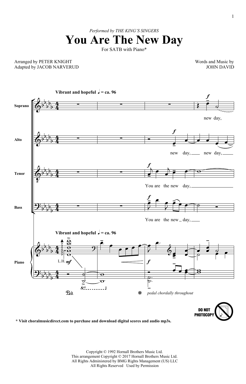 Download Jacob Narverud You Are The New Day Sheet Music and learn how to play SATB PDF digital score in minutes
