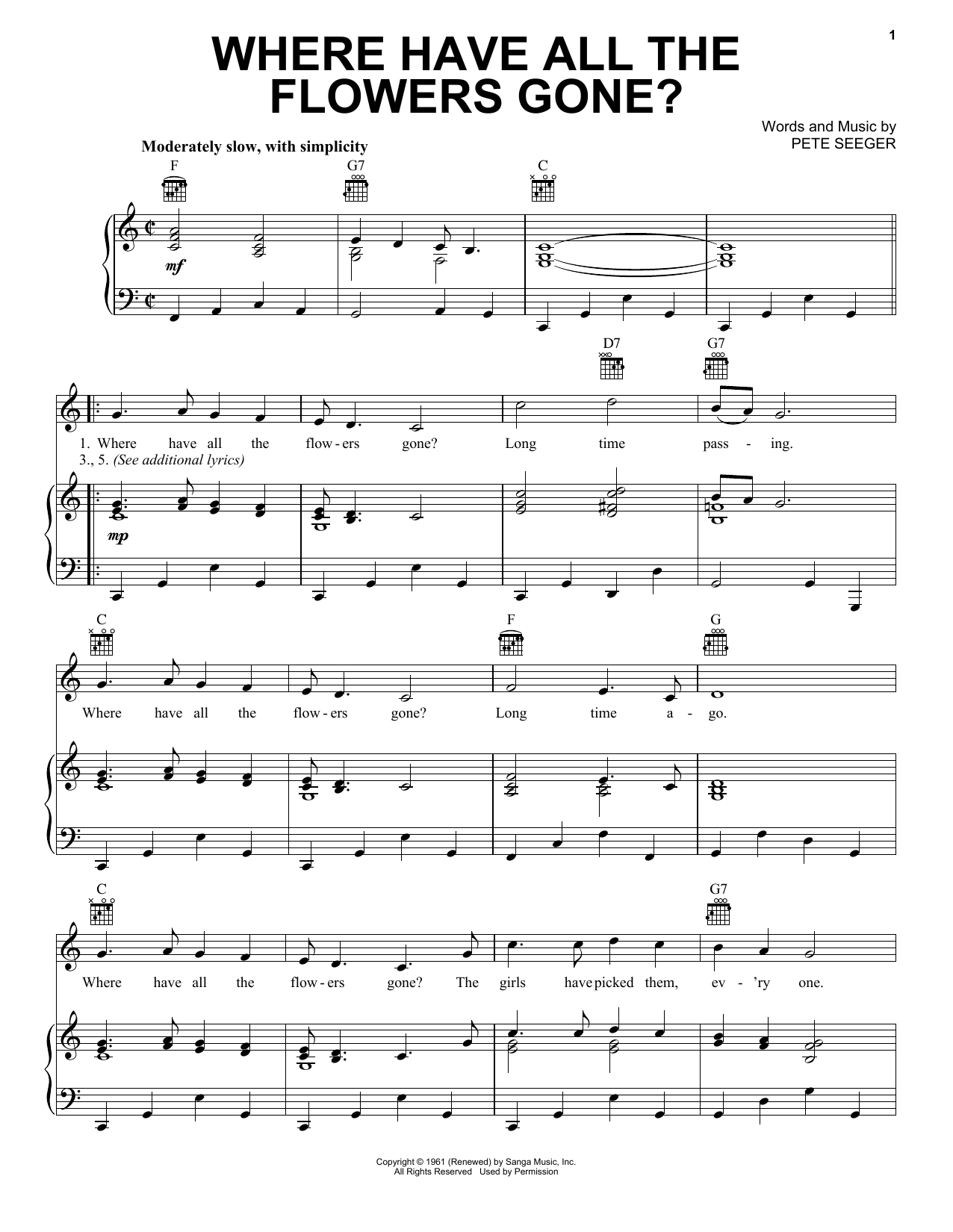 Download The Kingston Trio Where Have All The Flowers Gone? Sheet Music and learn how to play Ukulele PDF digital score in minutes