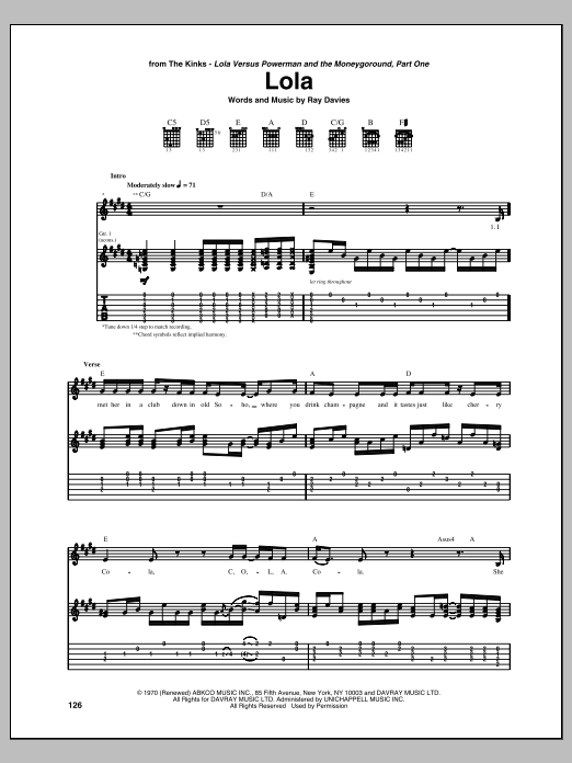 Download The Kinks Lola Sheet Music and learn how to play Ukulele PDF digital score in minutes