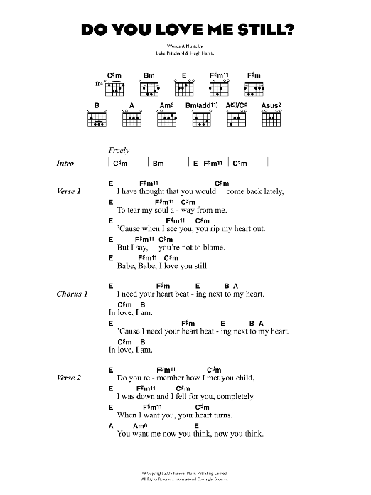 Download The Kooks Do You Love Me Still? Sheet Music and learn how to play Lyrics & Chords PDF digital score in minutes