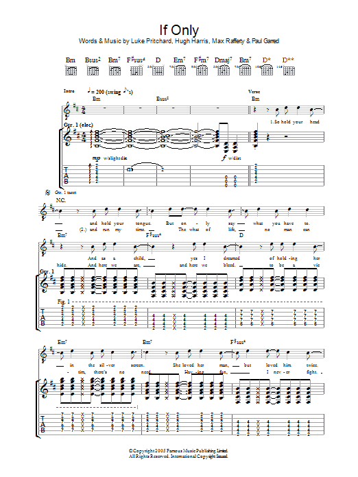 Download The Kooks If Only Sheet Music and learn how to play Guitar Tab PDF digital score in minutes