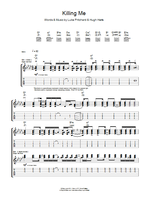 Download The Kooks Killing Me Sheet Music and learn how to play Guitar Tab PDF digital score in minutes