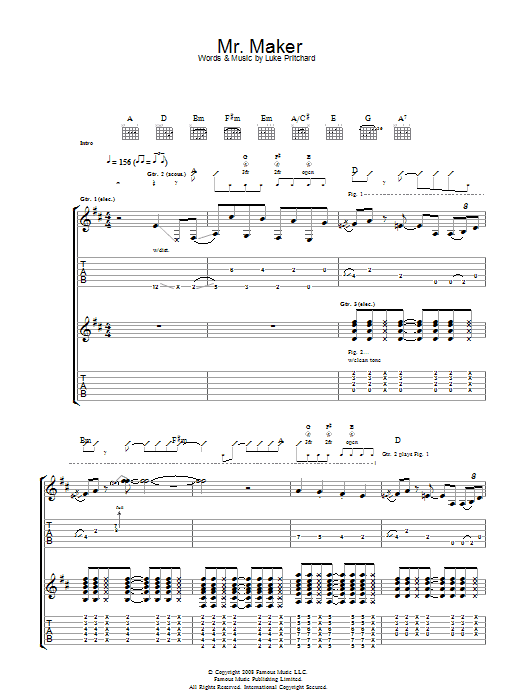 Download The Kooks Mr Maker Sheet Music and learn how to play Guitar Tab PDF digital score in minutes