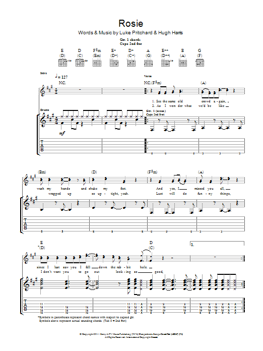 Download The Kooks Rosie Sheet Music and learn how to play Guitar Tab PDF digital score in minutes