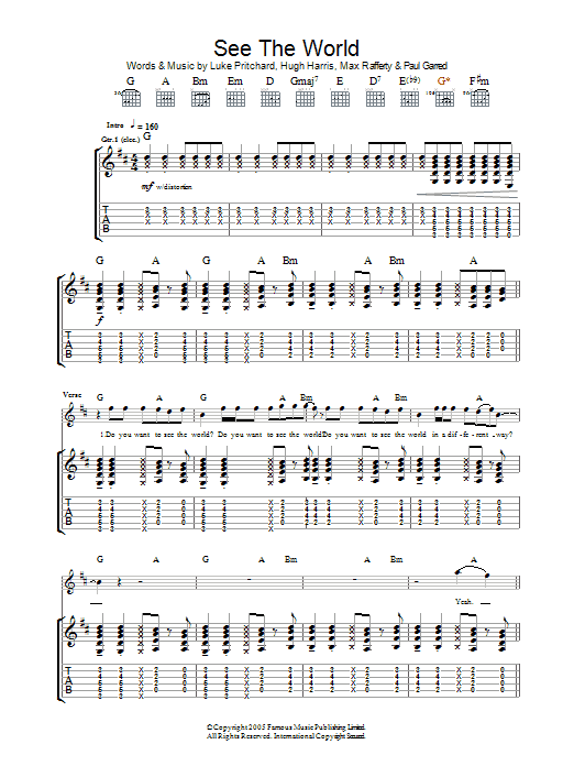 Download The Kooks See The World Sheet Music and learn how to play Guitar Tab PDF digital score in minutes