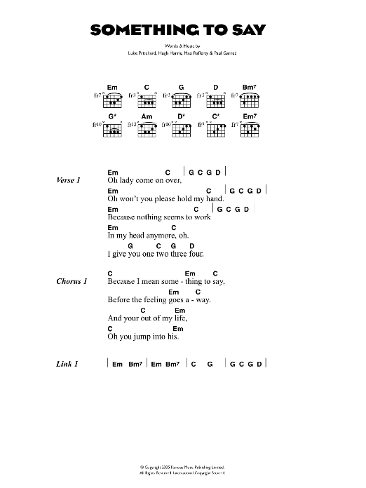 Download The Kooks Something To Say Sheet Music and learn how to play Lyrics & Chords PDF digital score in minutes