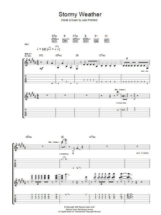 Download The Kooks Stormy Weather Sheet Music and learn how to play Guitar Tab PDF digital score in minutes