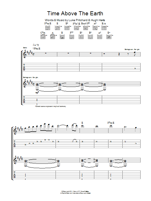 Download The Kooks Time Above The Earth Sheet Music and learn how to play Guitar Tab PDF digital score in minutes