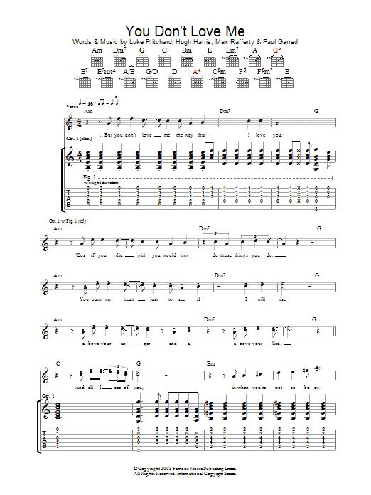 Download The Kooks You Don't Love Me Sheet Music and learn how to play Lyrics & Chords PDF digital score in minutes