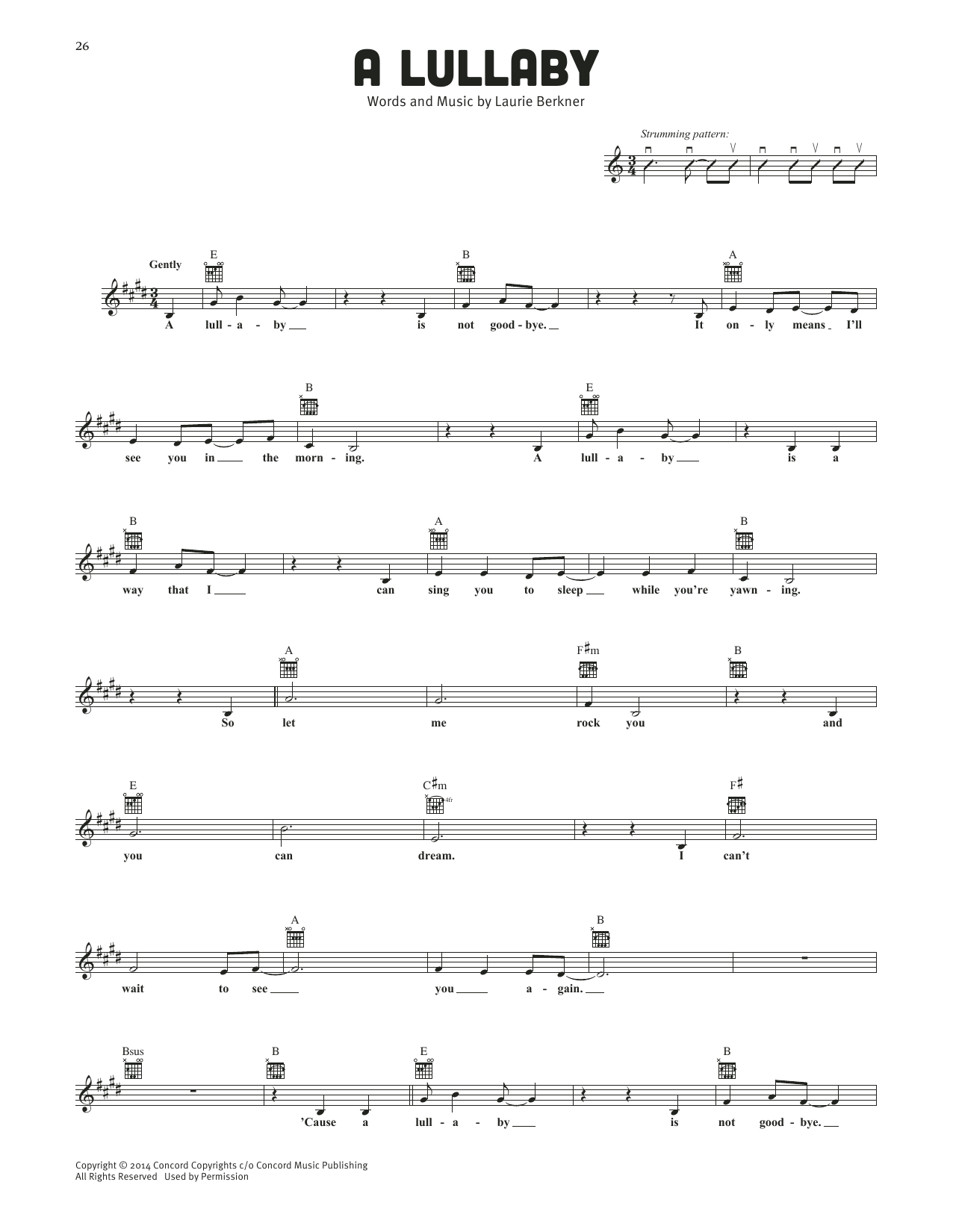 Download The Laurie Berkner Band A Lullaby Sheet Music and learn how to play Lead Sheet / Fake Book PDF digital score in minutes
