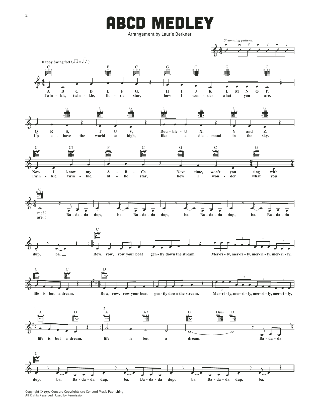Download The Laurie Berkner Band ABCD Medley Sheet Music and learn how to play Lead Sheet / Fake Book PDF digital score in minutes