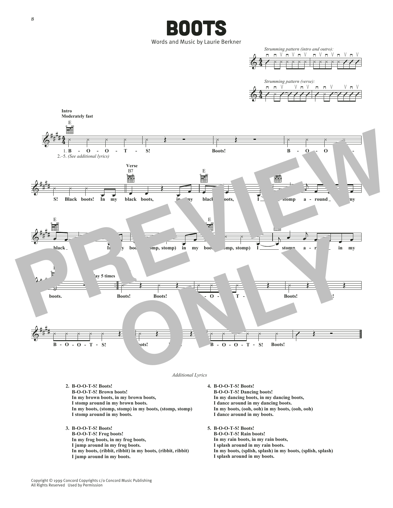 Download The Laurie Berkner Band Boots Sheet Music and learn how to play Lead Sheet / Fake Book PDF digital score in minutes
