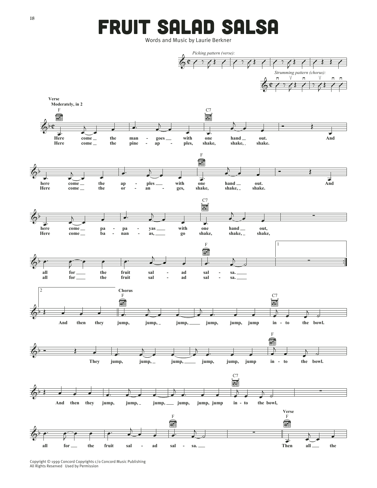Download The Laurie Berkner Band Fruit Salad Salsa Sheet Music and learn how to play Lead Sheet / Fake Book PDF digital score in minutes