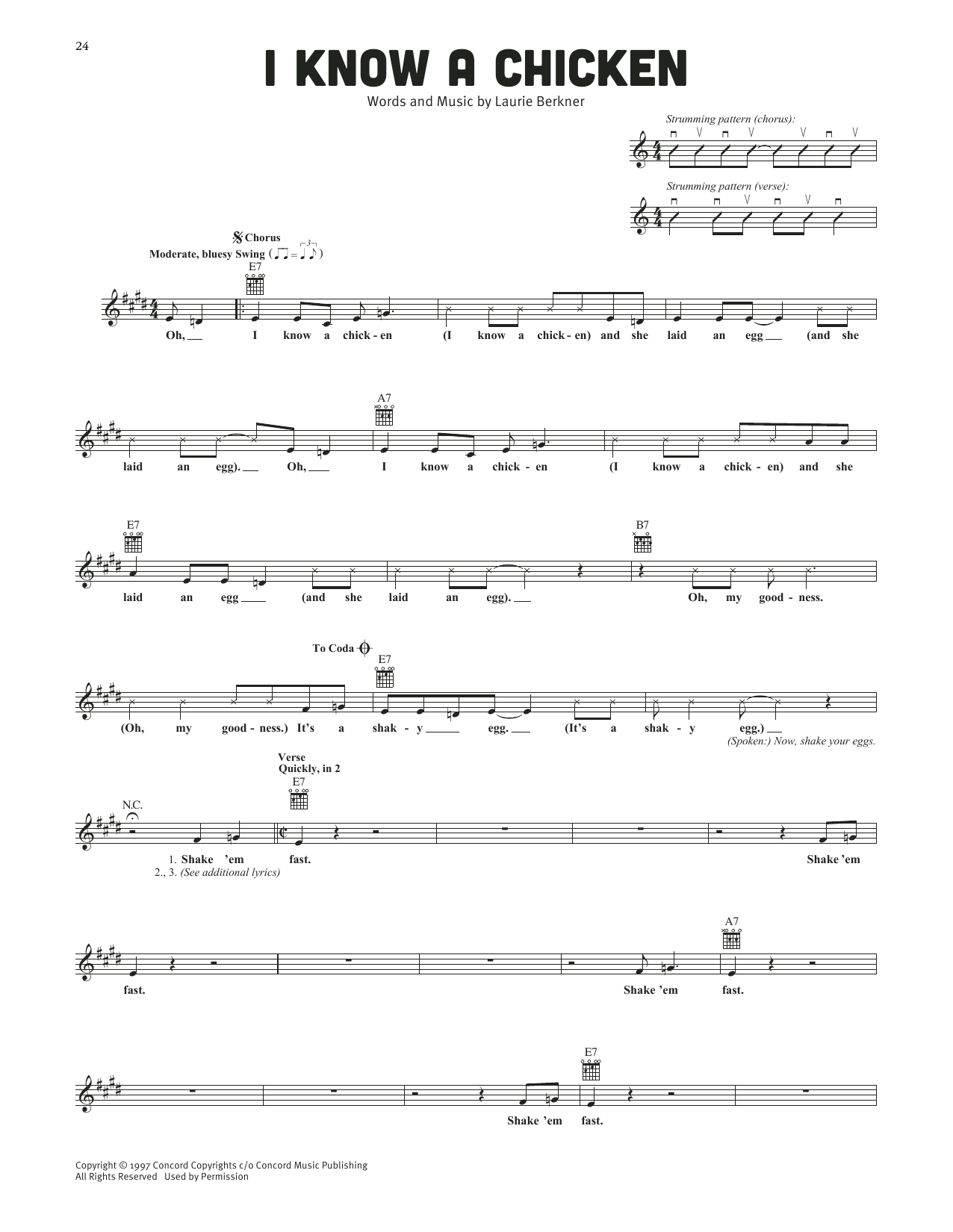 Download The Laurie Berkner Band I Know A Chicken Sheet Music and learn how to play Lead Sheet / Fake Book PDF digital score in minutes