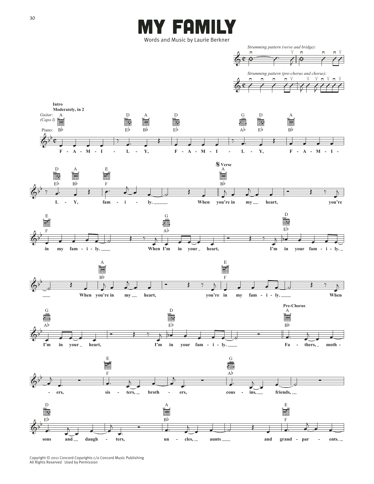 Download The Laurie Berkner Band My Family Sheet Music and learn how to play Lead Sheet / Fake Book PDF digital score in minutes