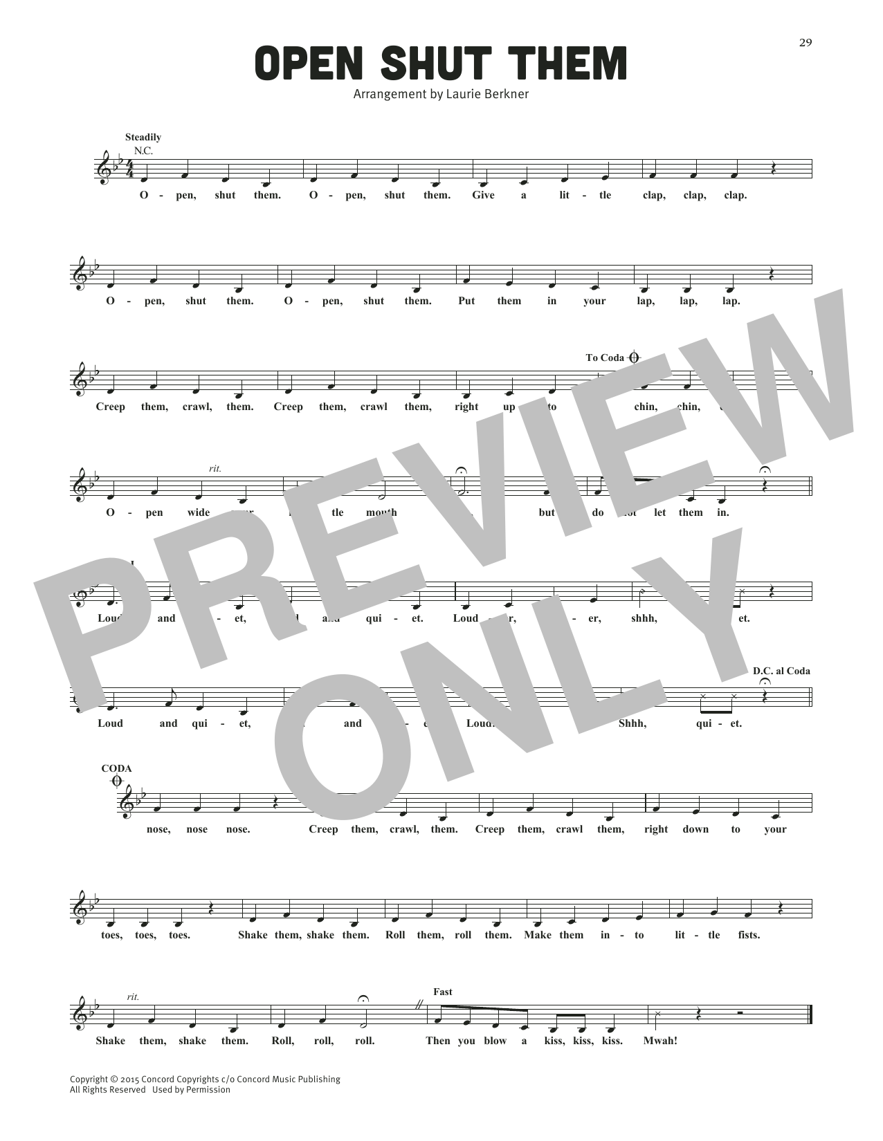 Download The Laurie Berkner Band Open Shut Them Sheet Music and learn how to play Lead Sheet / Fake Book PDF digital score in minutes