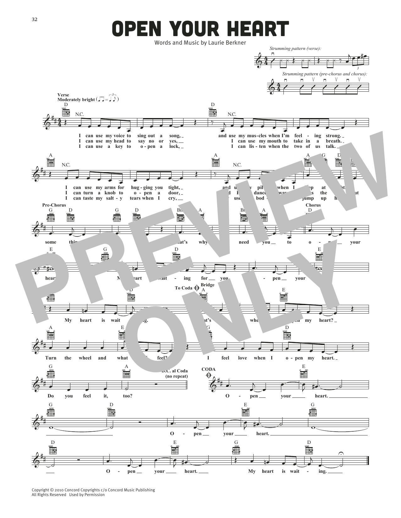 Download The Laurie Berkner Band Open Your Heart Sheet Music and learn how to play Lead Sheet / Fake Book PDF digital score in minutes