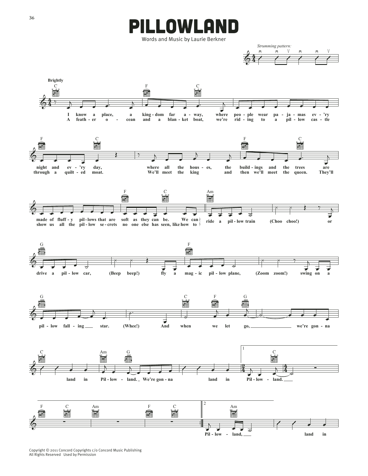 Download The Laurie Berkner Band Pillowland Sheet Music and learn how to play Lead Sheet / Fake Book PDF digital score in minutes