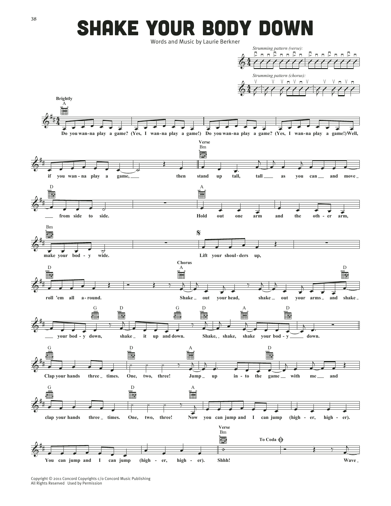 Download The Laurie Berkner Band Shake Your Body Down Sheet Music and learn how to play Lead Sheet / Fake Book PDF digital score in minutes