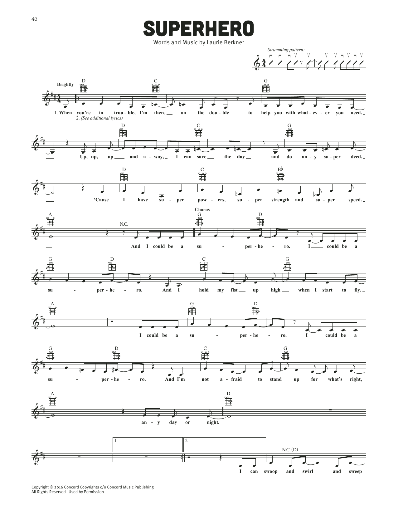 Download The Laurie Berkner Band Superhero Sheet Music and learn how to play Lead Sheet / Fake Book PDF digital score in minutes