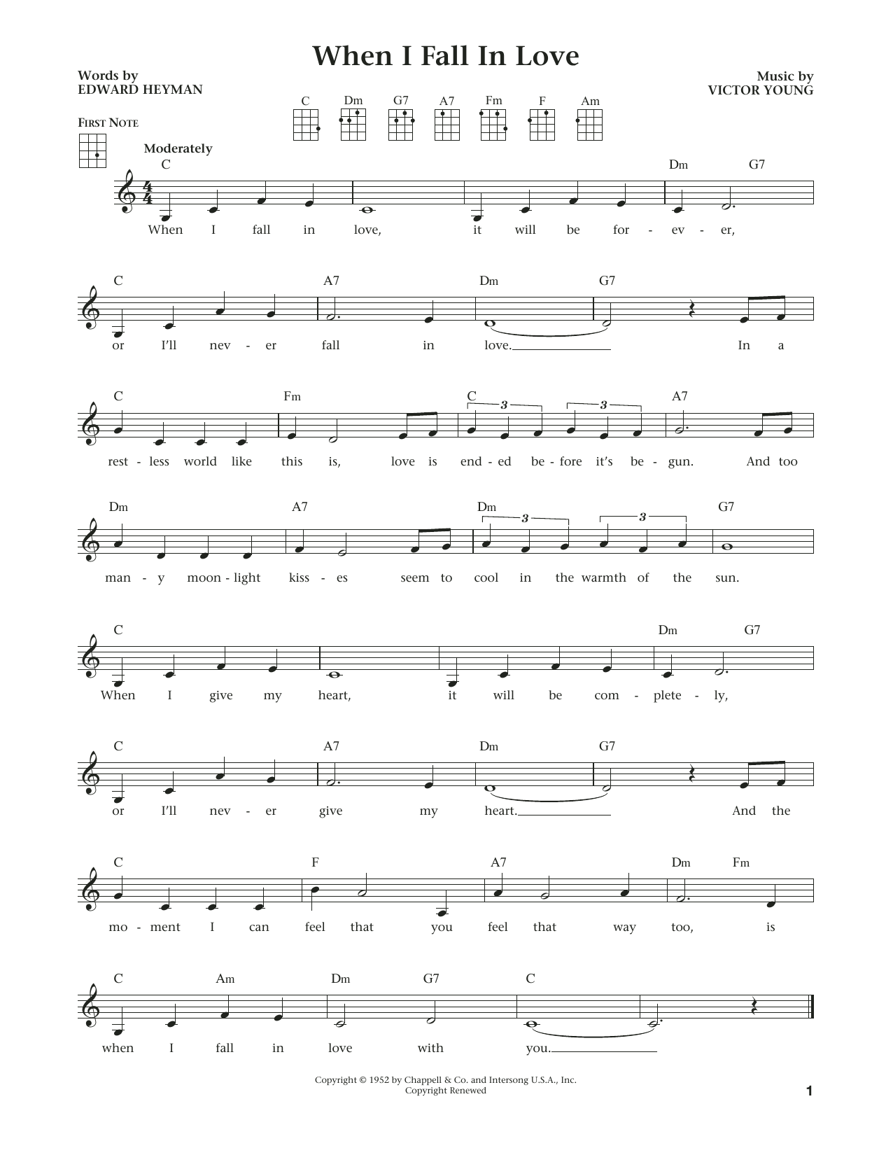 Download The Lettermen When I Fall In Love Sheet Music and learn how to play Ukulele PDF digital score in minutes