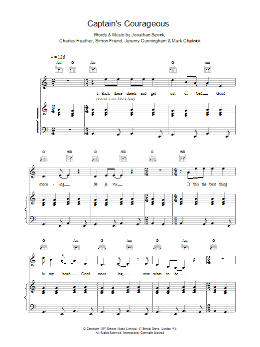 Download The Levellers Captain's Courageous Sheet Music and learn how to play Lyrics & Chords PDF digital score in minutes