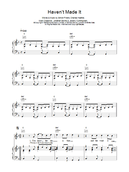 Download The Levellers Haven't Made It Sheet Music and learn how to play Piano, Vocal & Guitar (Right-Hand Melody) PDF digital score in minutes