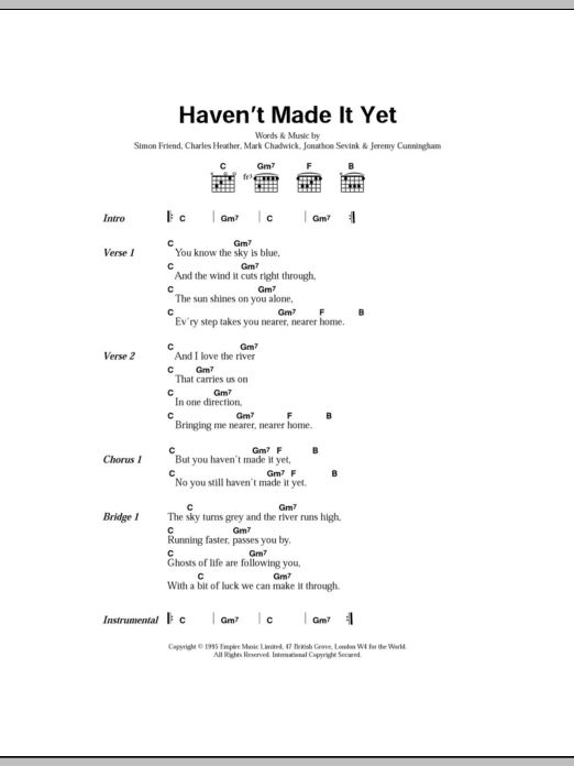Download The Levellers Haven't Made It Yet Sheet Music and learn how to play Lyrics & Chords PDF digital score in minutes