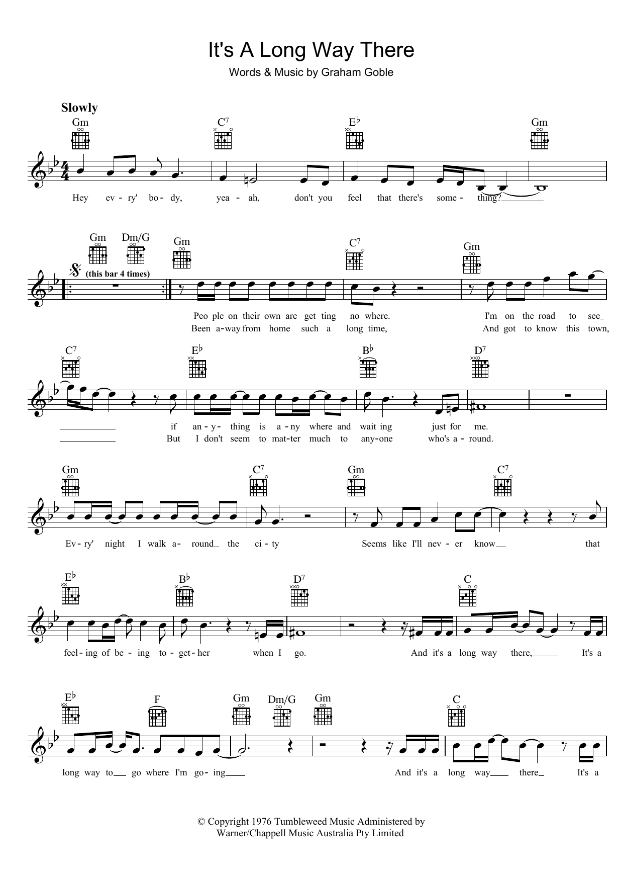 Download The Little River Band It's A Long Way There Sheet Music and learn how to play Melody Line, Lyrics & Chords PDF digital score in minutes