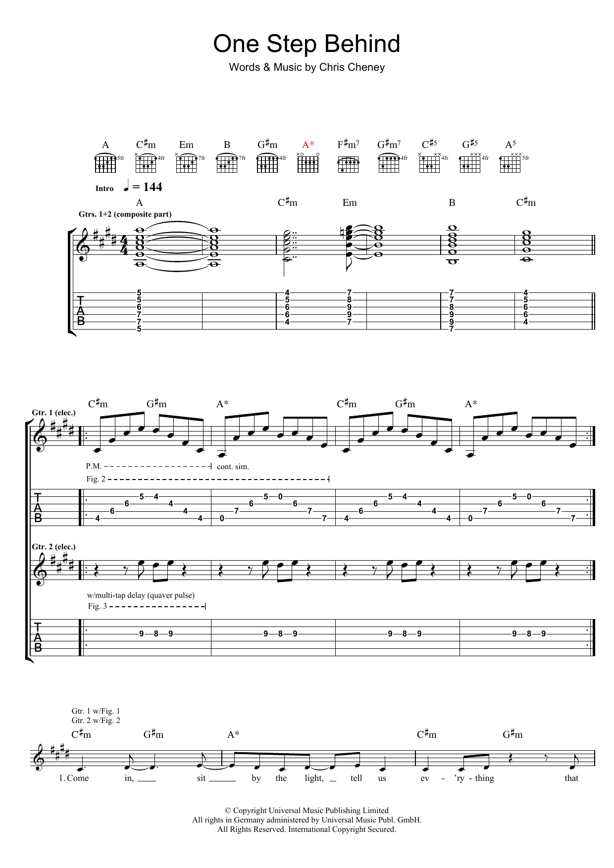 Download The Living End One Step Behind Sheet Music and learn how to play Guitar Tab PDF digital score in minutes