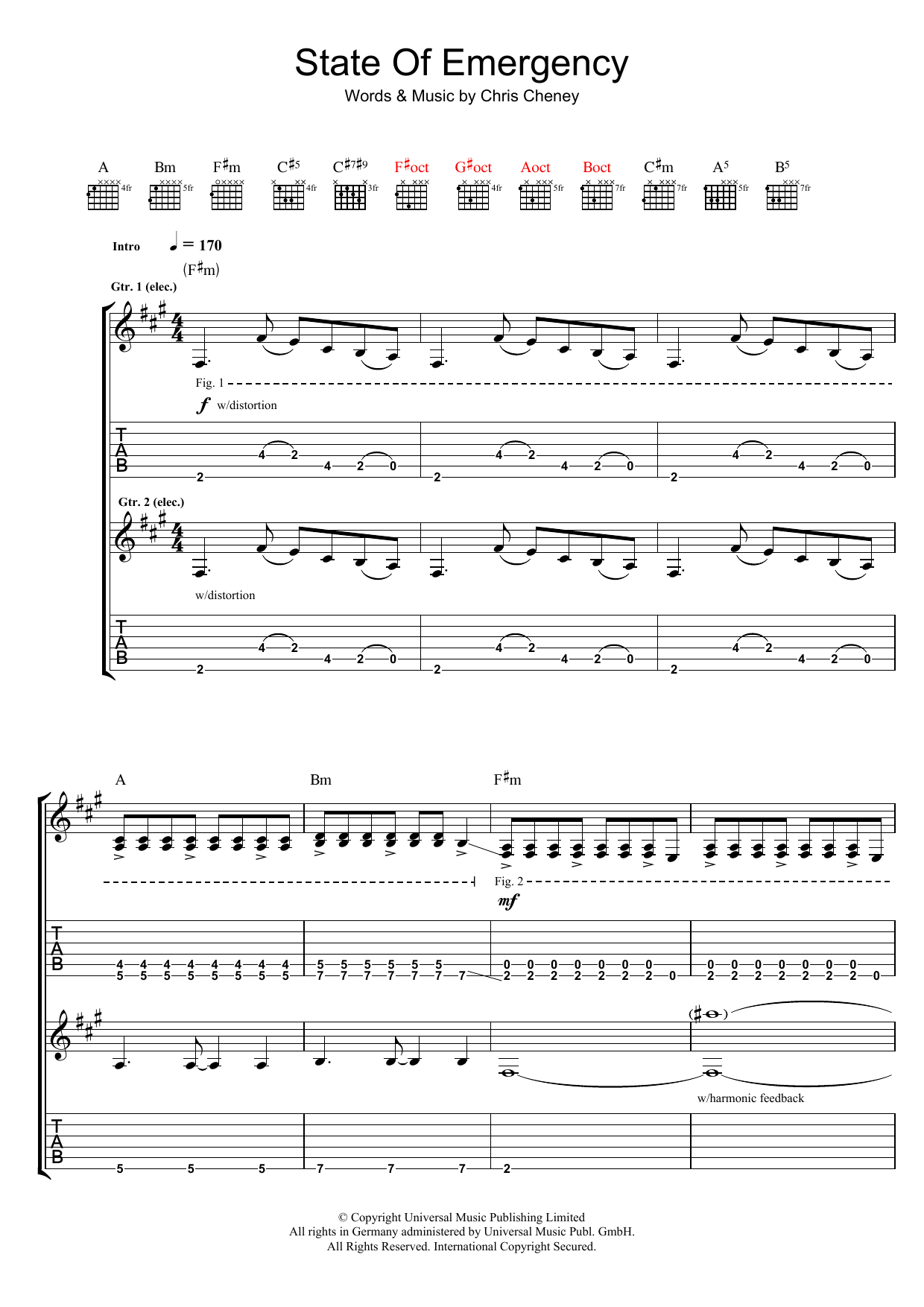 Download The Living End State Of Emergency Sheet Music and learn how to play Guitar Tab PDF digital score in minutes