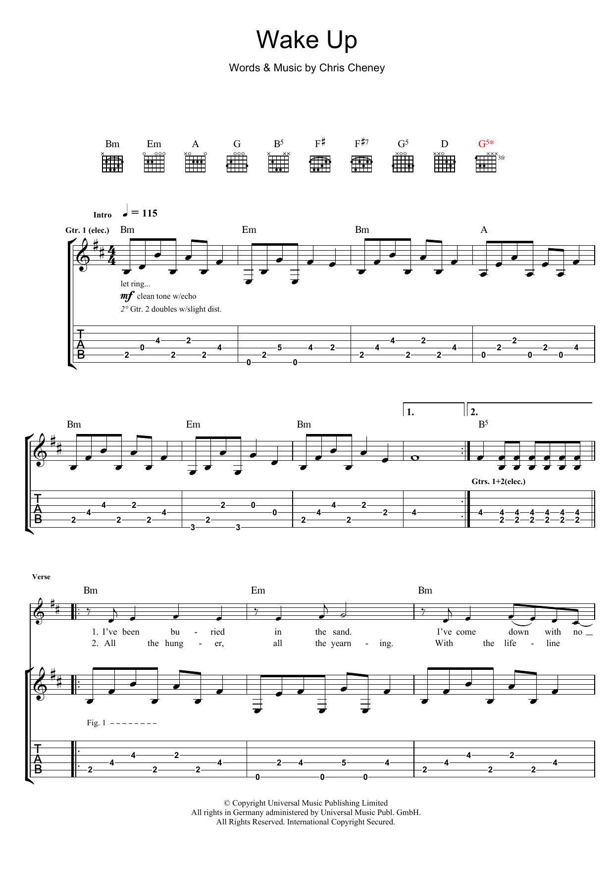 Download The Living End Wake Up Sheet Music and learn how to play Guitar Tab PDF digital score in minutes