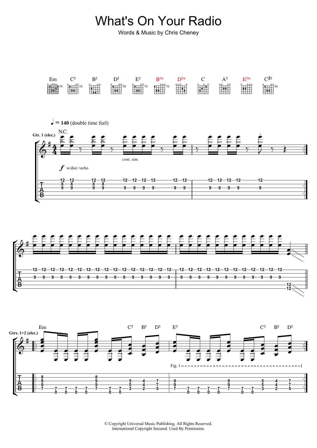 Download The Living End What's On Your Radio Sheet Music and learn how to play Guitar Tab PDF digital score in minutes