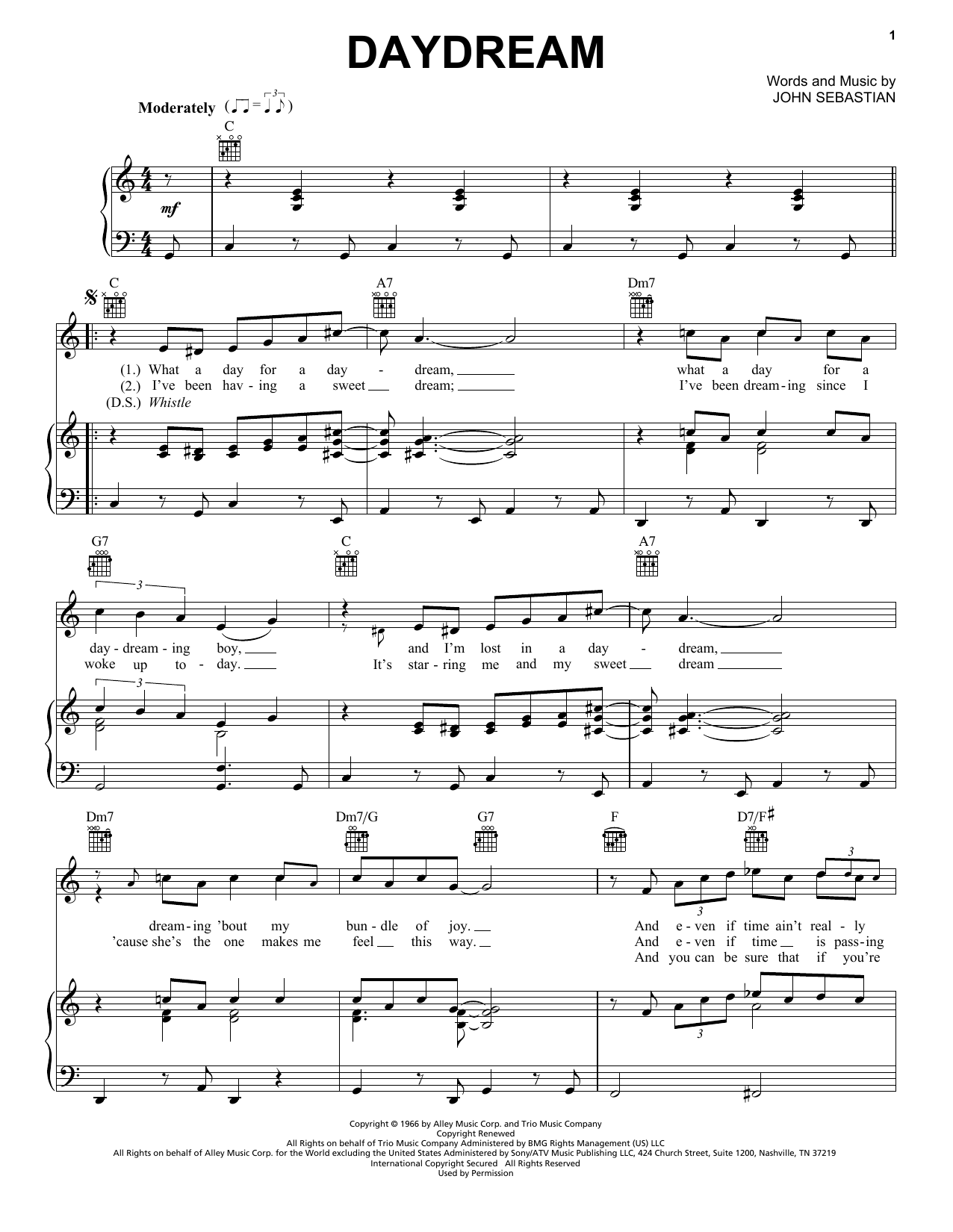 Download The Lovin' Spoonful Daydream Sheet Music and learn how to play Clarinet PDF digital score in minutes