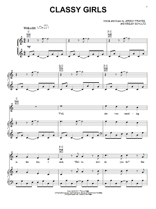 Download The Lumineers Classy Girls Sheet Music and learn how to play Guitar Tab PDF digital score in minutes