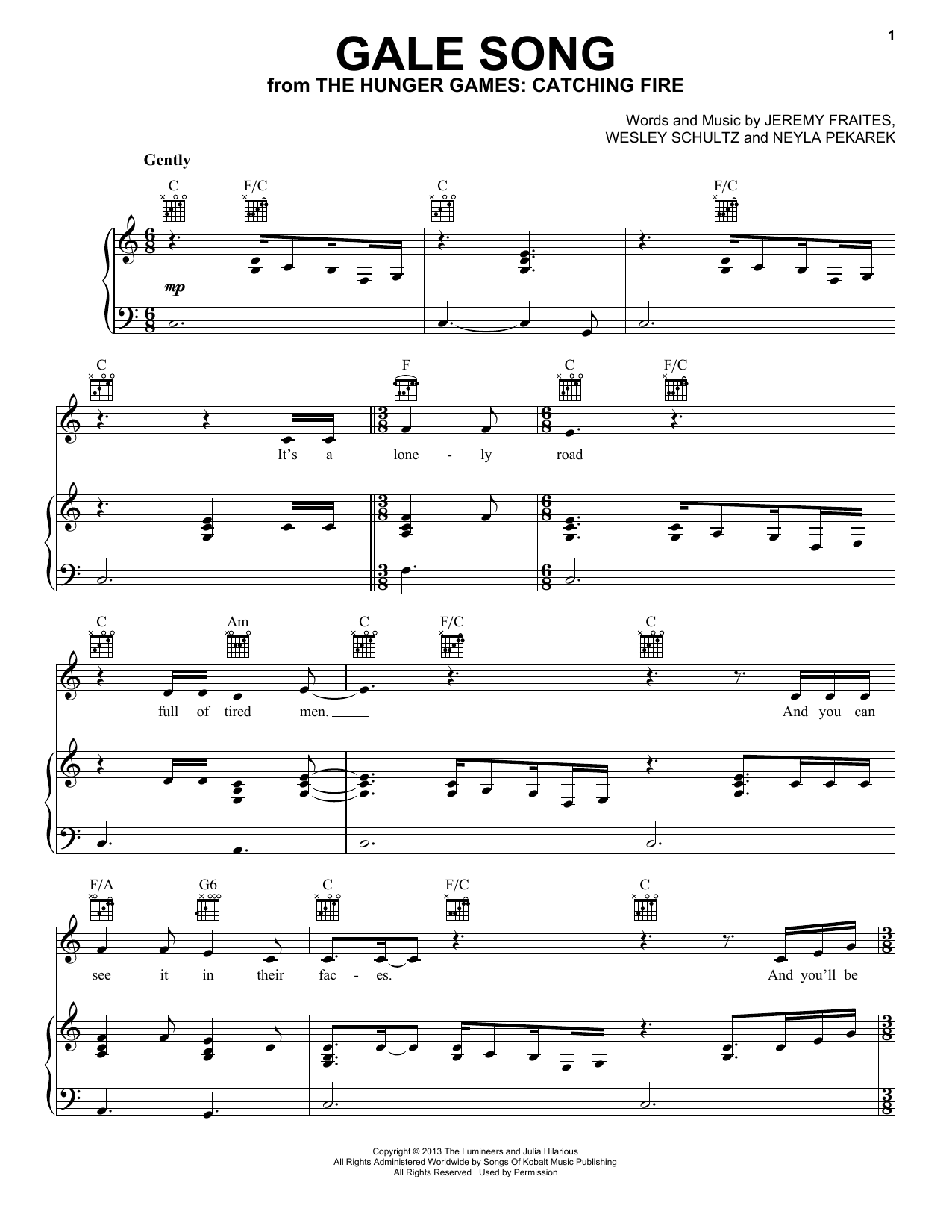 Download The Lumineers Gale Song Sheet Music and learn how to play Ukulele PDF digital score in minutes