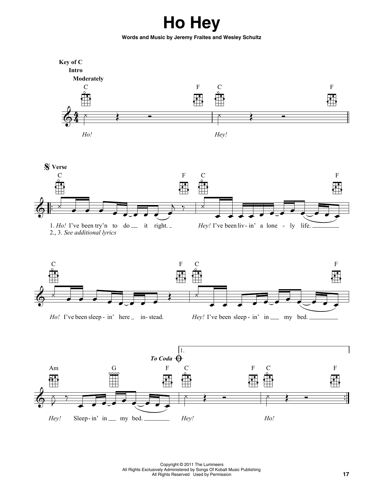 Download The Lumineers Ho Hey (arr. Fred Sokolow) Sheet Music and learn how to play Mandolin PDF digital score in minutes