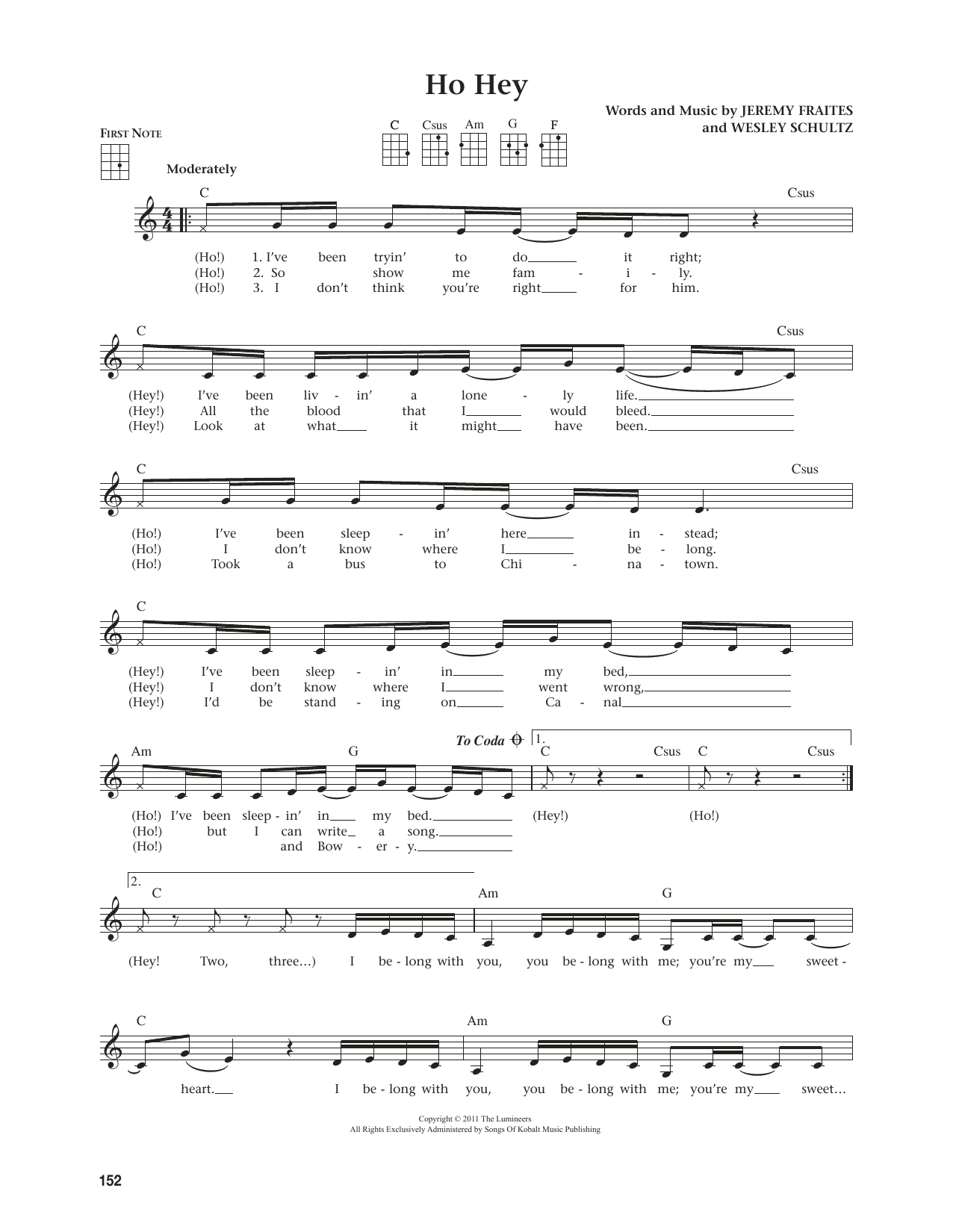 Download The Lumineers Ho Hey (from The Daily Ukulele) (arr. Jim Beloff) Sheet Music and learn how to play Ukulele PDF digital score in minutes