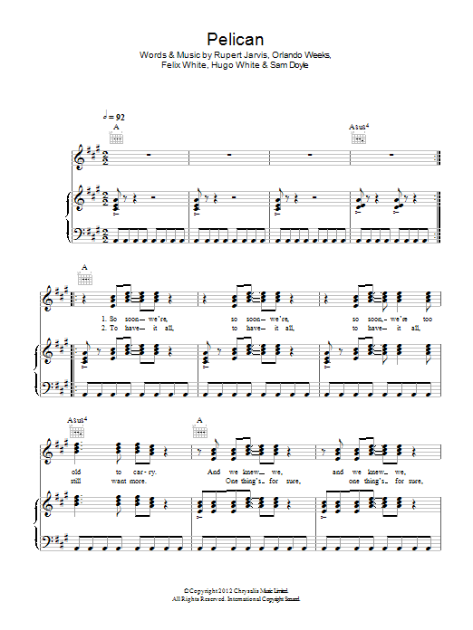 Download The Maccabees Pelican Sheet Music and learn how to play Piano, Vocal & Guitar (Right-Hand Melody) PDF digital score in minutes