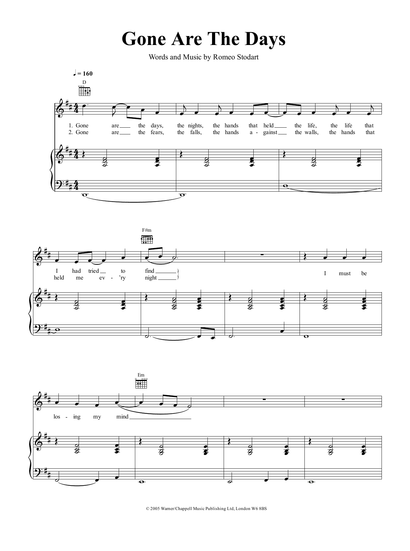 Download The Magic Numbers Gone Are The Days Sheet Music and learn how to play Piano, Vocal & Guitar (Right-Hand Melody) PDF digital score in minutes