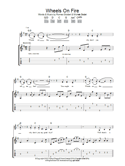 Download The Magic Numbers Wheels On Fire Sheet Music and learn how to play Guitar Tab PDF digital score in minutes
