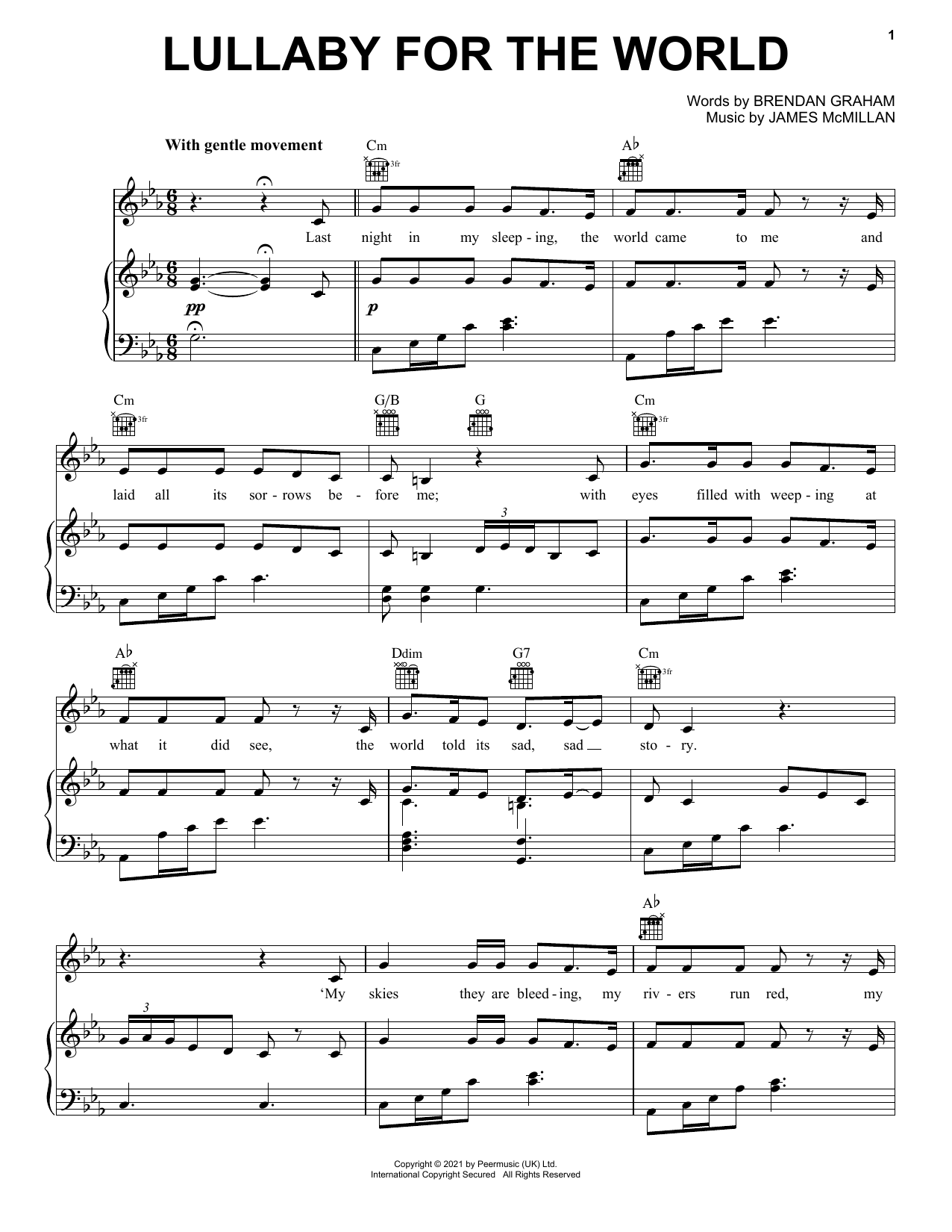 Download The Mahers Lullaby For The World Sheet Music and learn how to play Piano, Vocal & Guitar Chords (Right-Hand Melody) PDF digital score in minutes