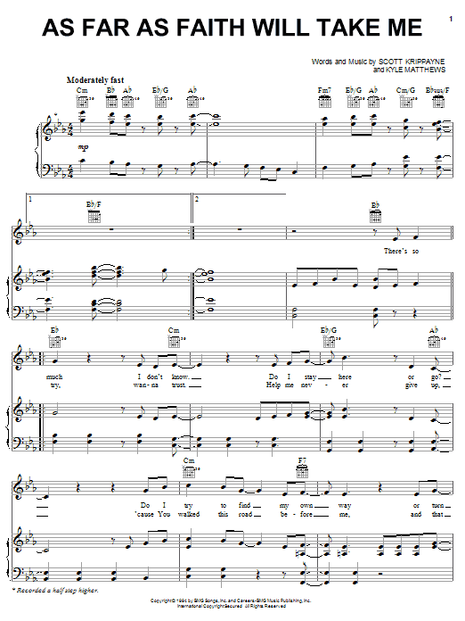 Download The Martins As Far As Faith Will Take Me Sheet Music and learn how to play Piano, Vocal & Guitar (Right-Hand Melody) PDF digital score in minutes