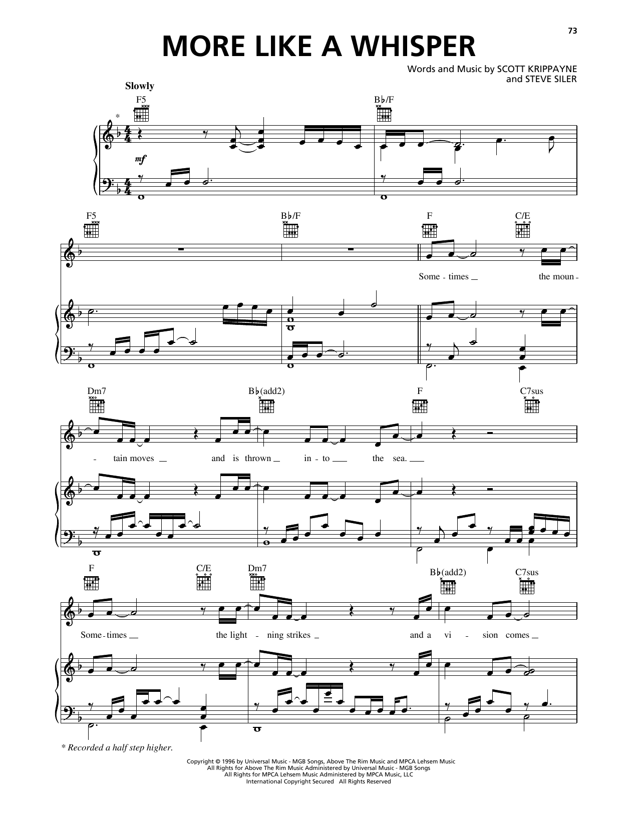 Download The Martins More Like A Whisper Sheet Music and learn how to play Piano, Vocal & Guitar Chords (Right-Hand Melody) PDF digital score in minutes