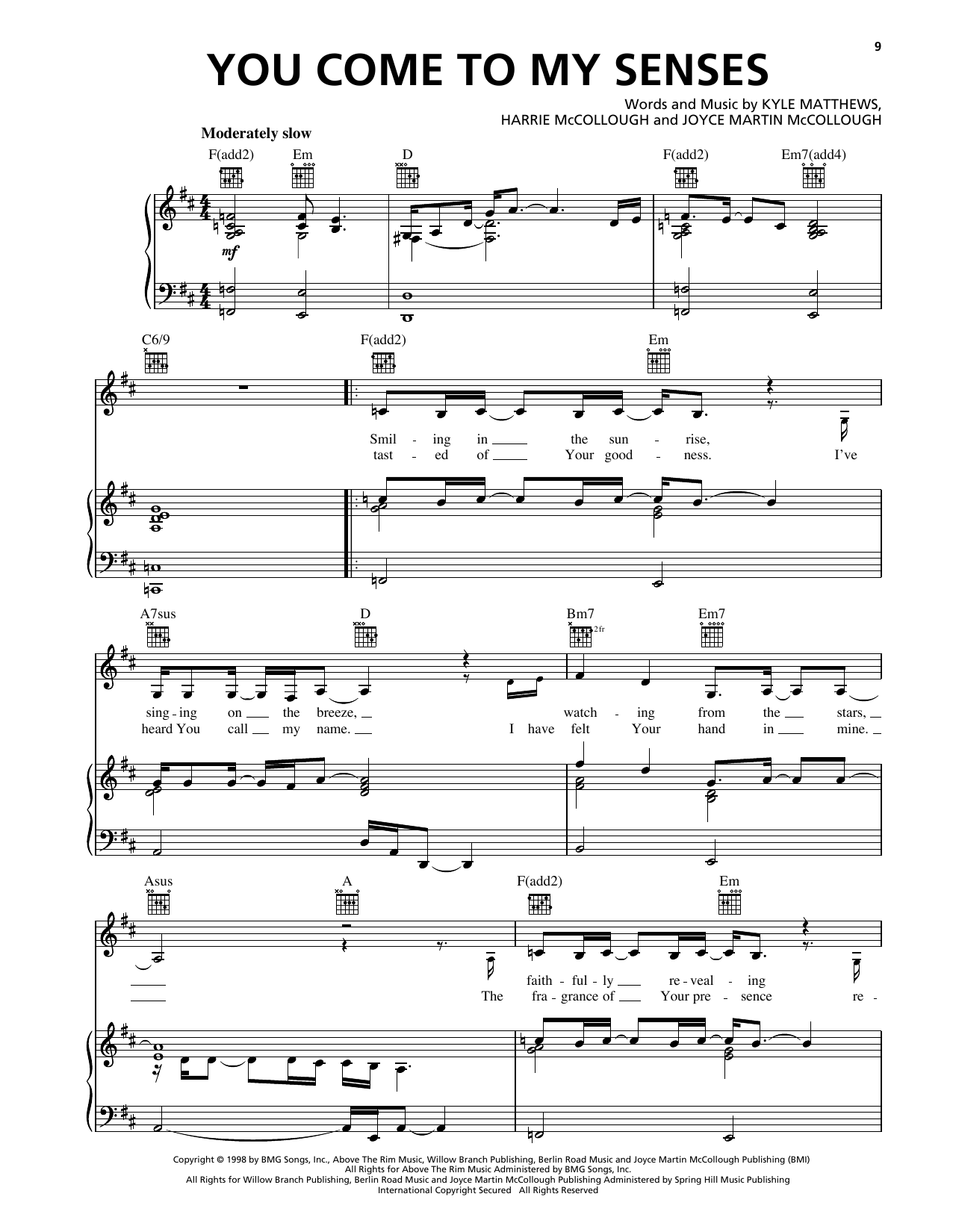 Download The Martins You Come To My Senses Sheet Music and learn how to play Piano, Vocal & Guitar Chords (Right-Hand Melody) PDF digital score in minutes
