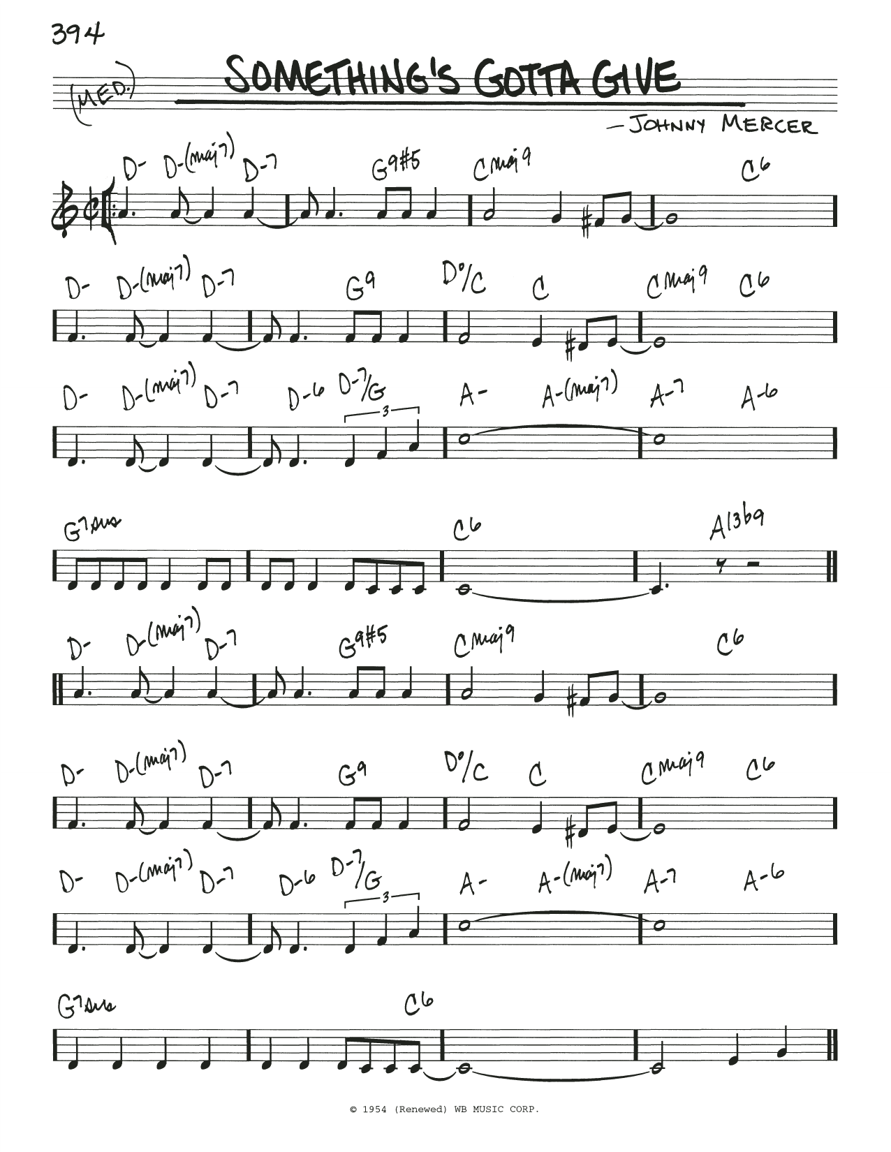 Download The McGuire Sisters Something's Gotta Give Sheet Music and learn how to play Real Book – Melody & Chords PDF digital score in minutes